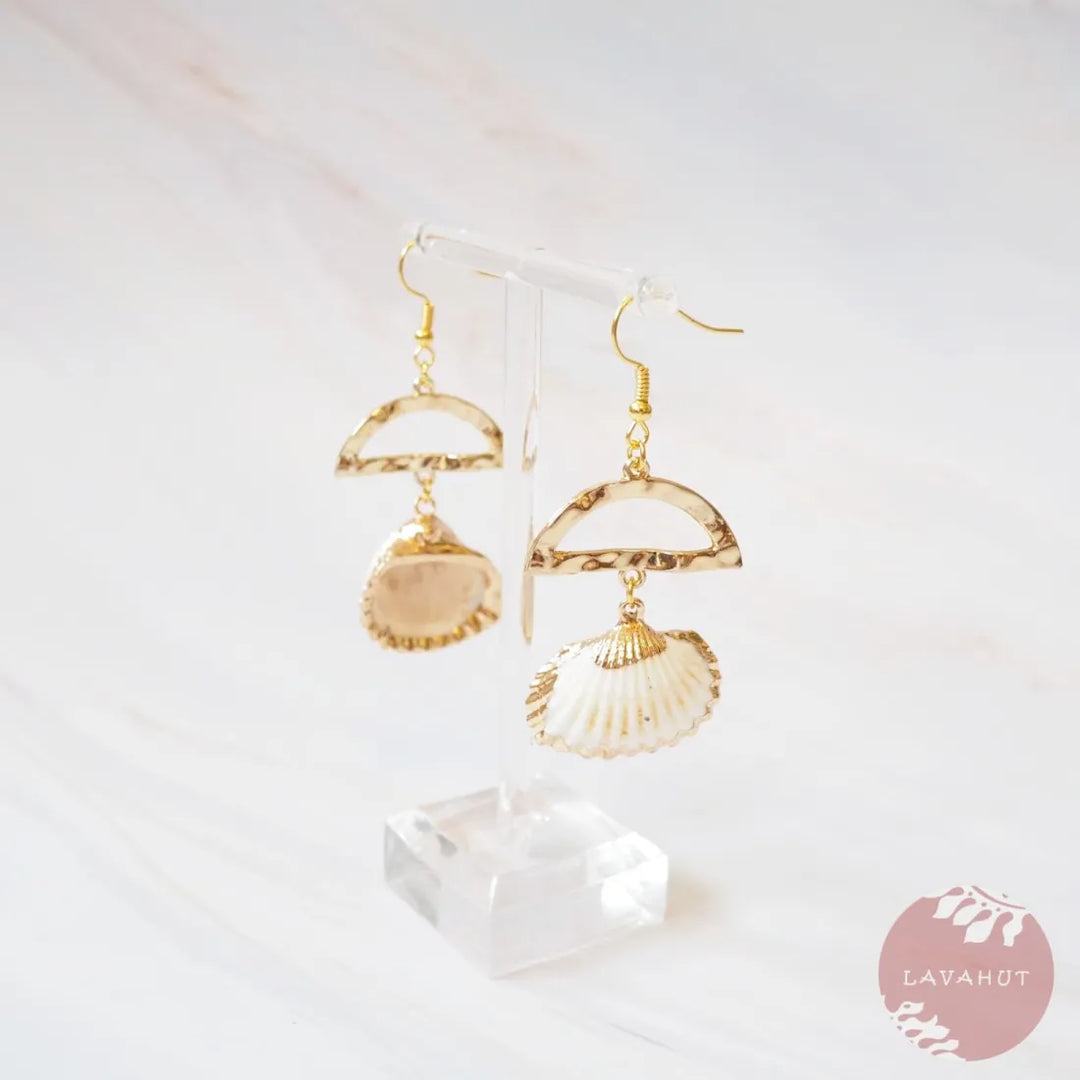 Jazzy White Ark Seashell Drop Earrings - Made in Hawaii