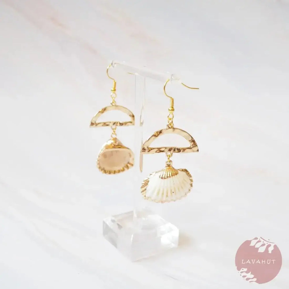 Jazzy White Ark Seashell Drop Earrings - Made in Hawaii