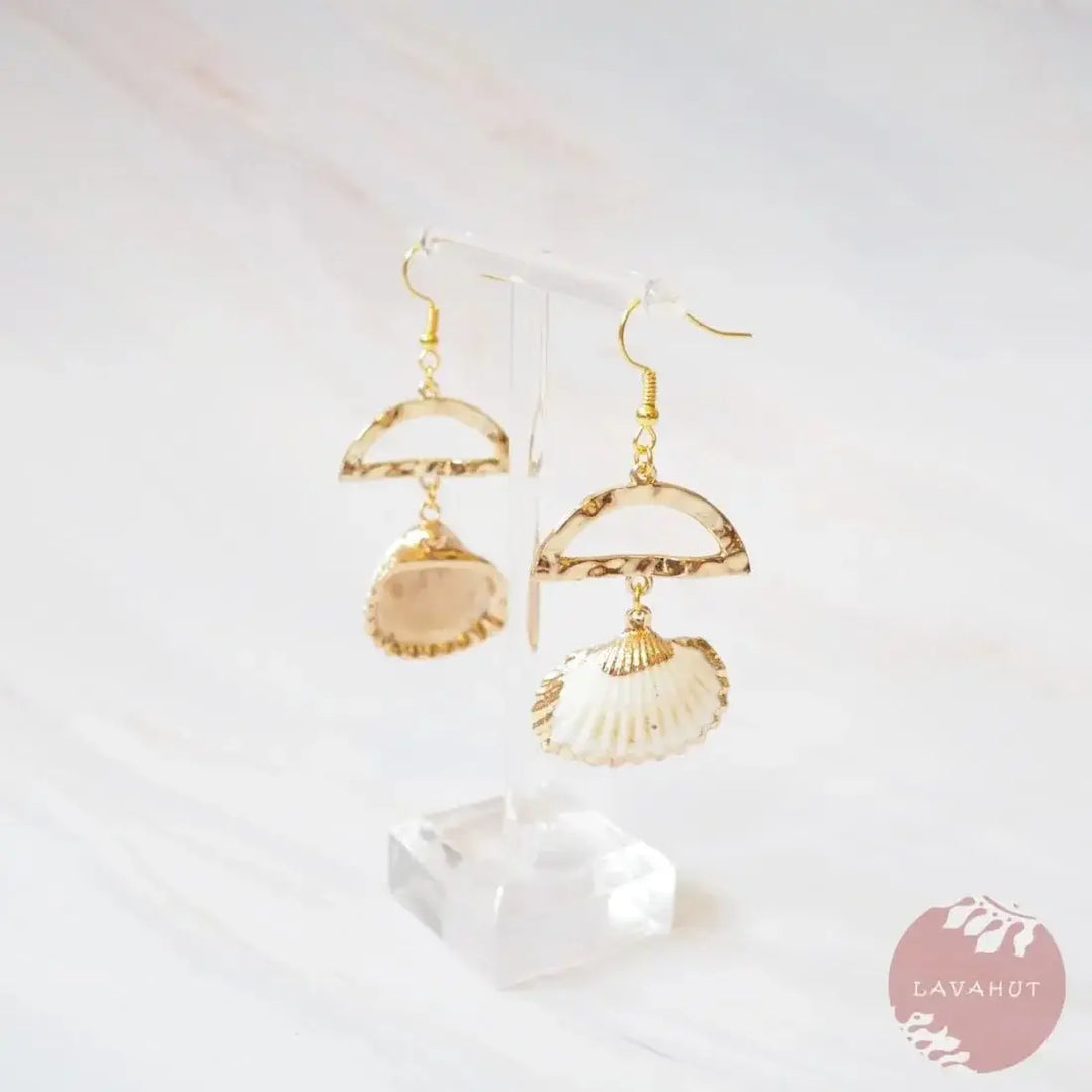 Jazzy White Ark Seashell Drop Earrings - Made in Hawaii