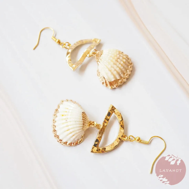 Jazzy White Ark Seashell Drop Earrings - Made in Hawaii