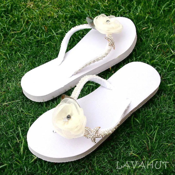 Jewel White Bridal Flip Flops - Made in Hawaii