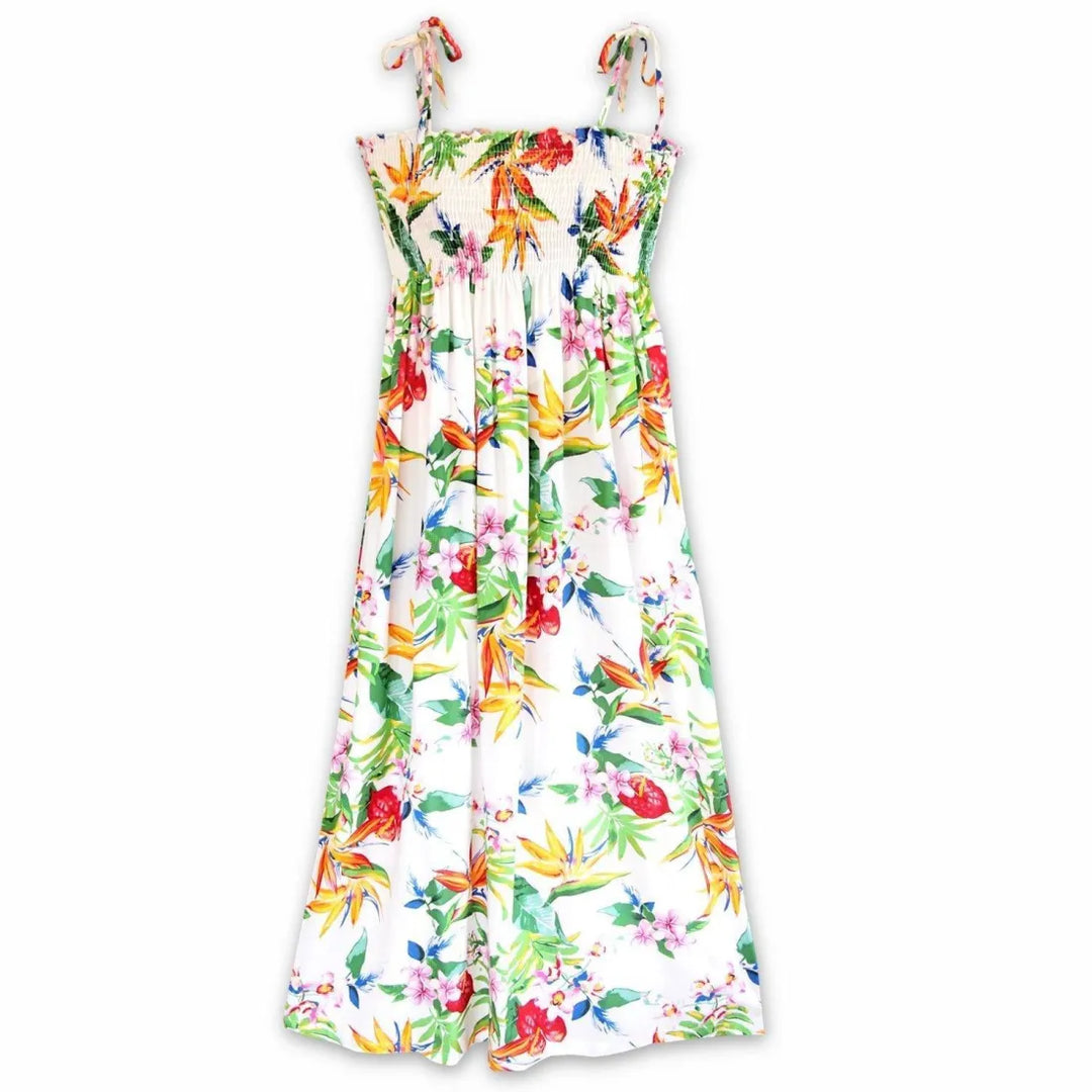 Jungle White Maxi Hawaiian Dress - Made in Hawaii