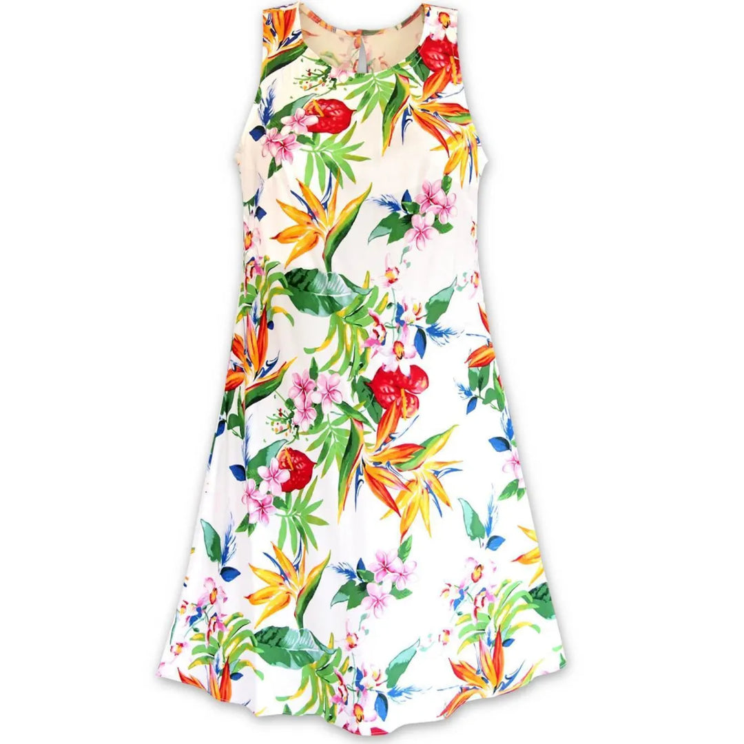 Jungle White Rhythm Hawaiian Dress - Made in Hawaii