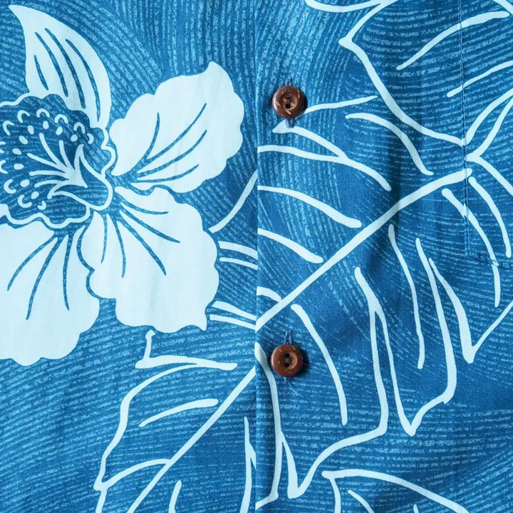 Ka’anapali Aqua Hawaiian Cotton Shirt Made in Hawaii