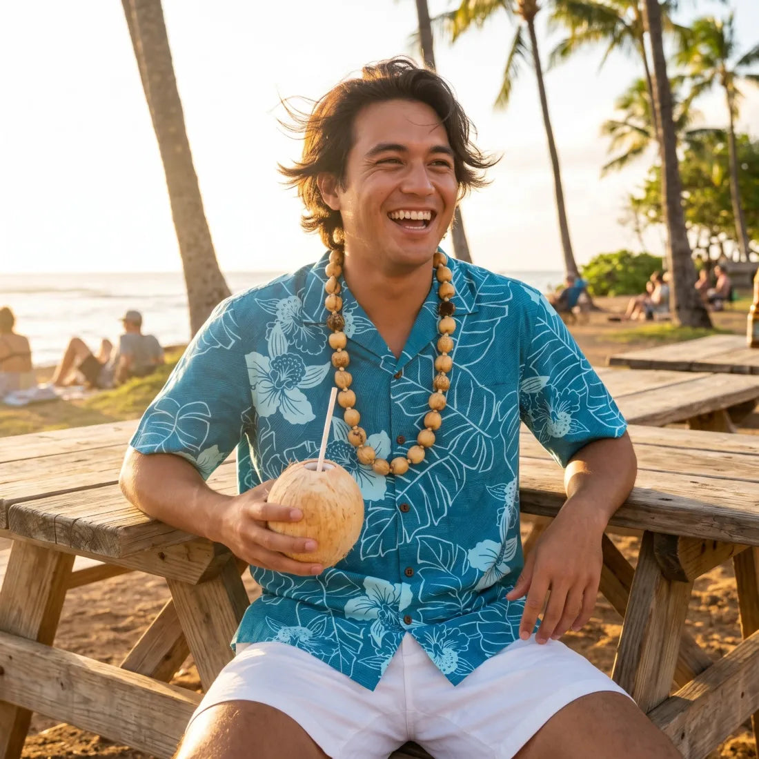 Ka’anapali Aqua Hawaiian Cotton Shirt - Made in Hawaii