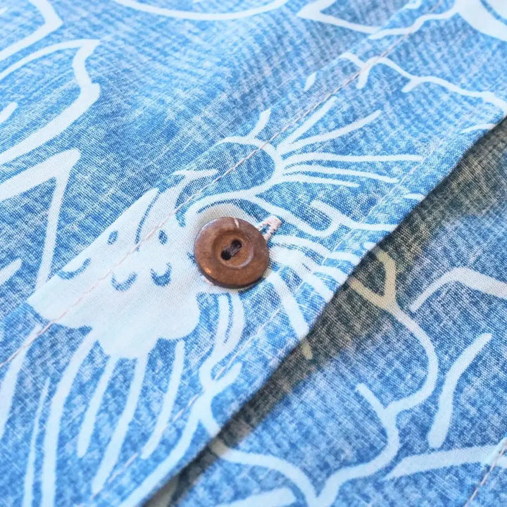 Ka’anapali Aqua Hawaiian Reverse Shirt Made in Hawaii