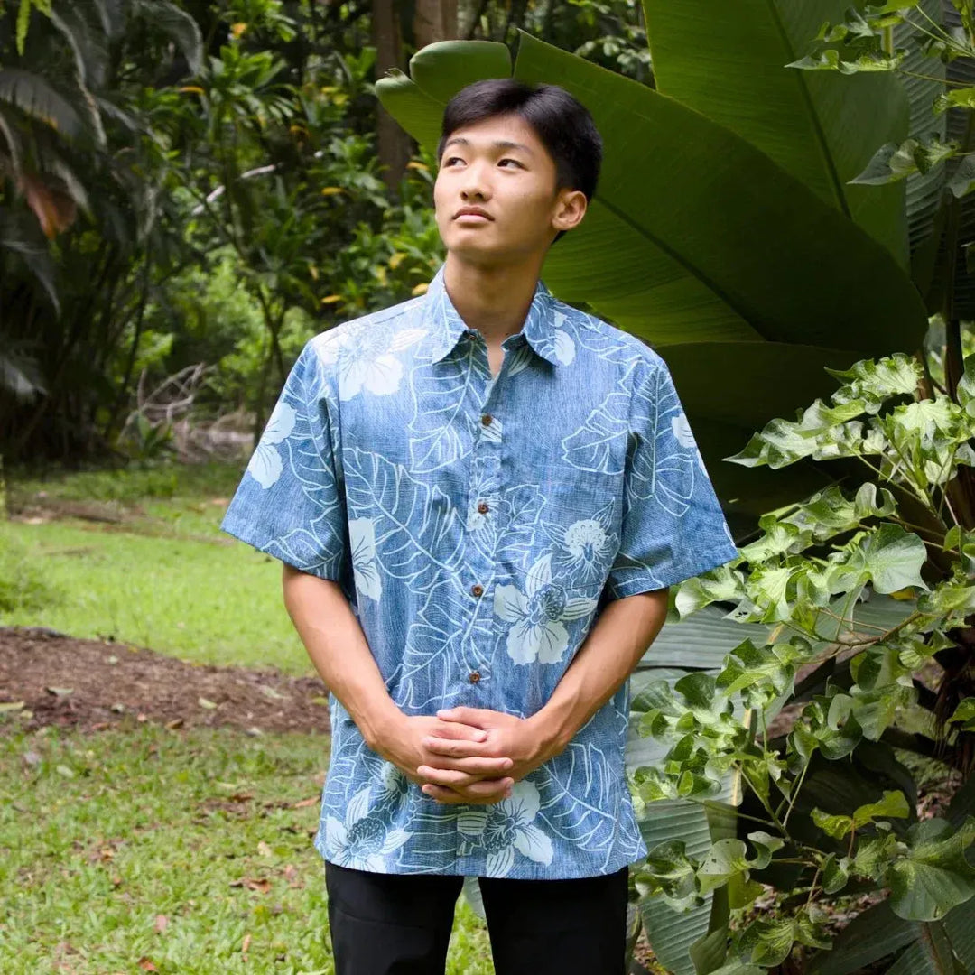 Aqua Ka'anapali Hawaiian Reverse Shirt for Island Style L / Aqua