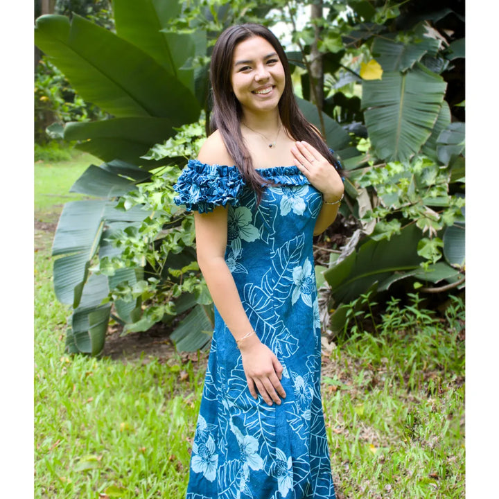 Ka’anapali Aqua Leilani Hawaiian Muumuu Dress - Made in Hawaii