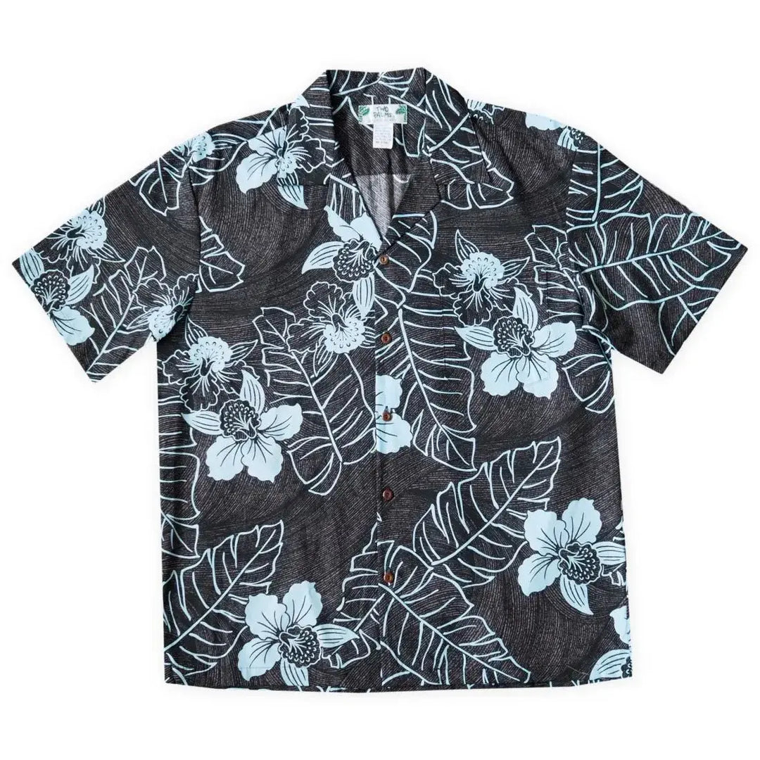 Ka’anapali Black Hawaiian Cotton Shirt Made in Hawaii