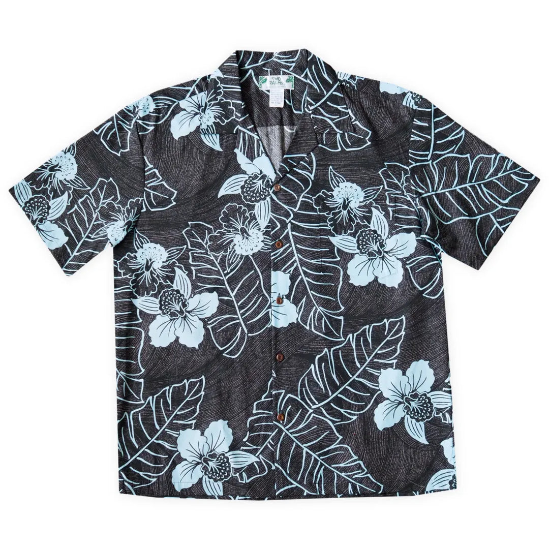 Ka’anapali Black Hawaiian Cotton Shirt - Made in Hawaii