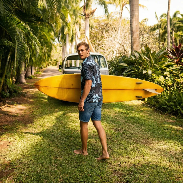 Ka’anapali Black Hawaiian Cotton Shirt - Made in Hawaii