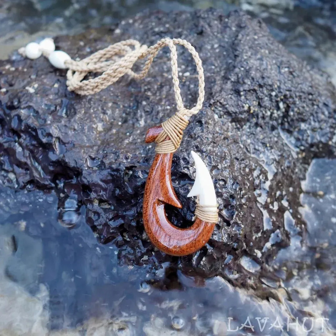 ancient hawaiian fish hooks Hook 12" Hand Carved Wooden Makau