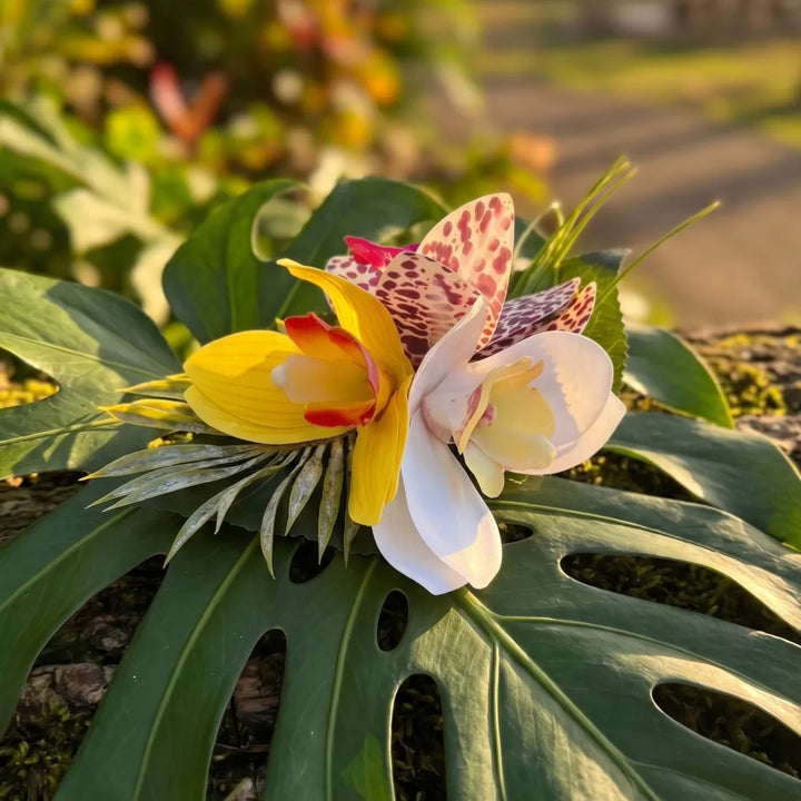 Kahala Orchid Yellow Flower Hair Clip - Made in Hawaii