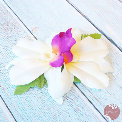 Kahalu’u White Hawaiian Flower Hair Clip - Made In Hawaii