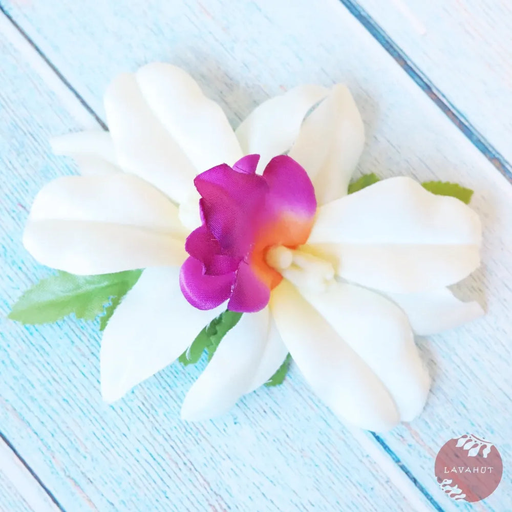 Kahalu’u White Hawaiian Flower Hair Clip - Made in Hawaii