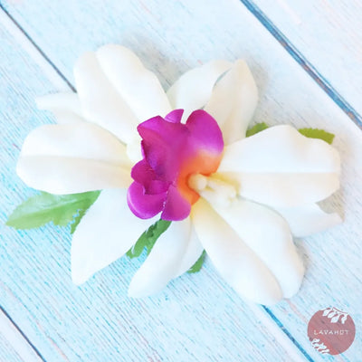 Kahalu’u White Hawaiian Flower Hair Clip - Made In Hawaii