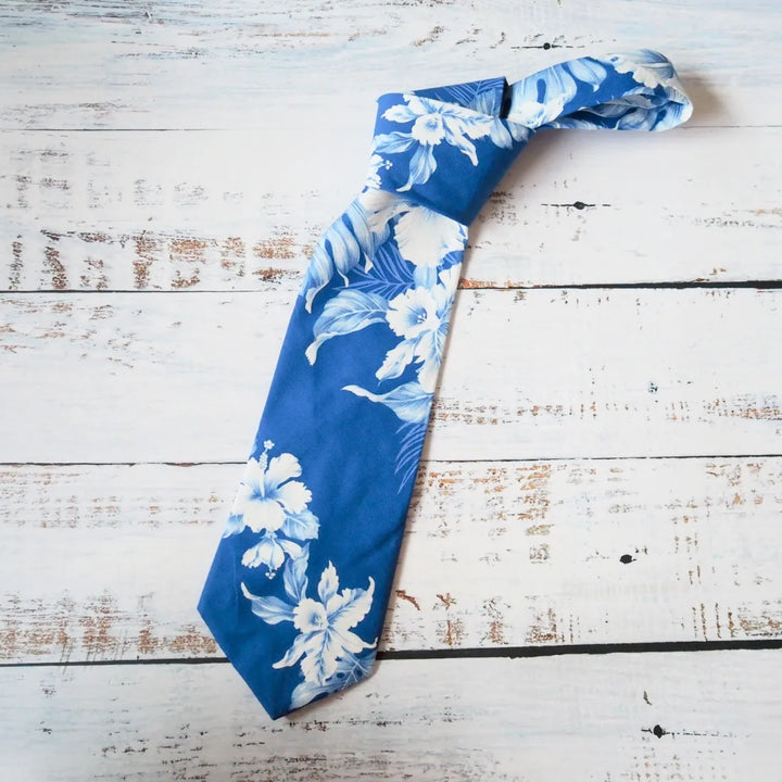 Kahaluu Blue Hawaiian Necktie - Made in Hawaii