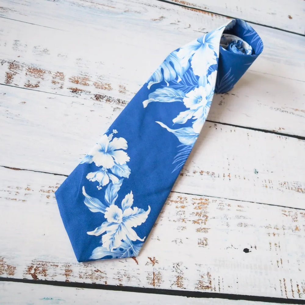 Kahaluu Blue Hawaiian Necktie - Made in Hawaii