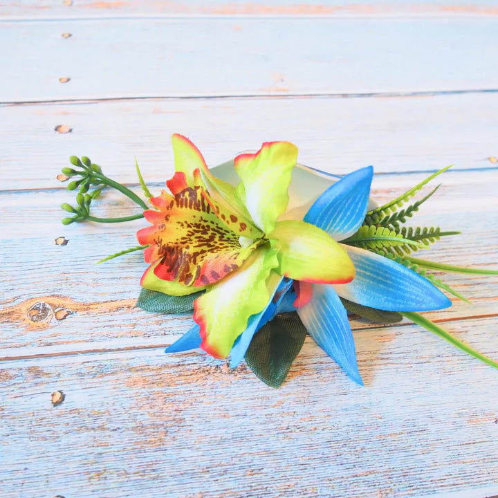 Kaia Blue Flower Hair Clip - Made in Hawaii