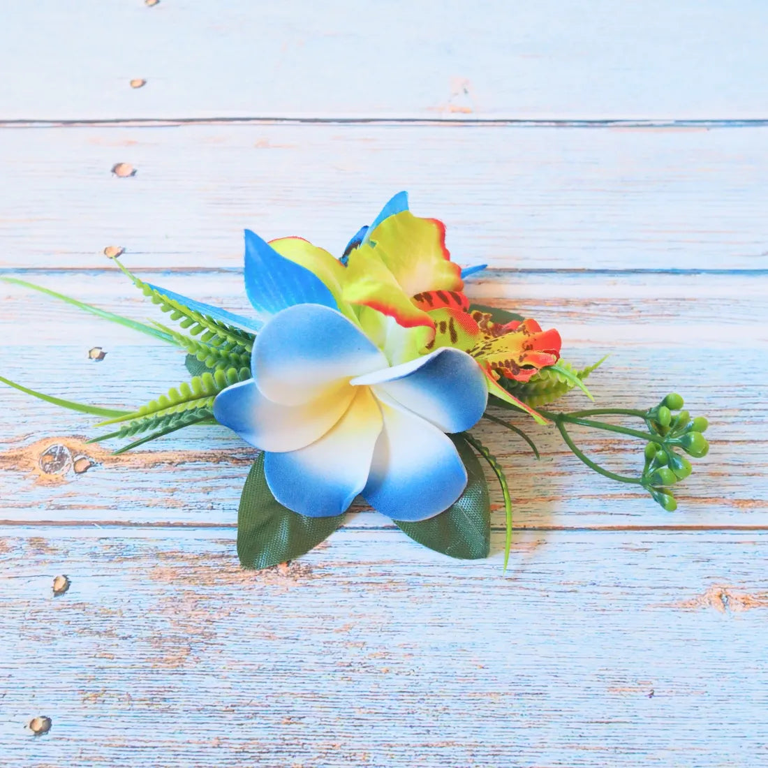 Kaia Blue Flower Hair Clip - Made in Hawaii