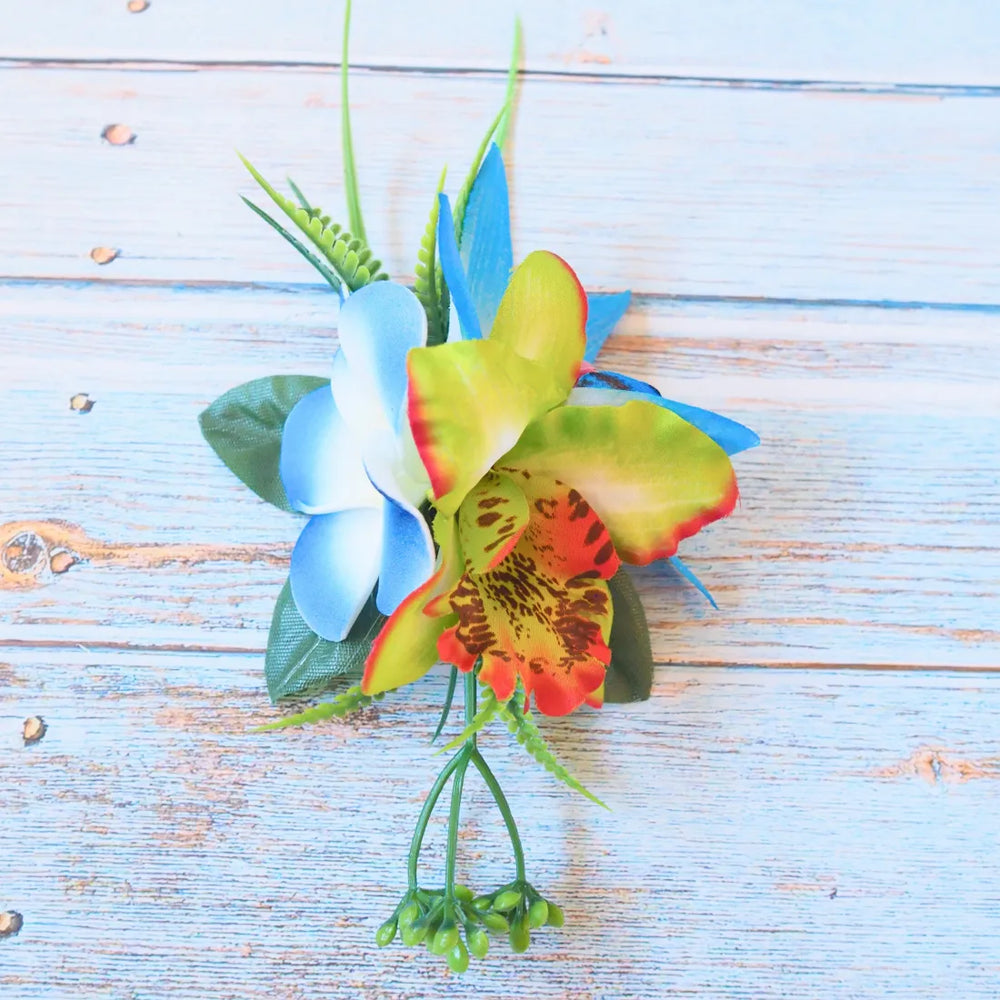 Kaia Blue Flower Hair Clip - Made in Hawaii