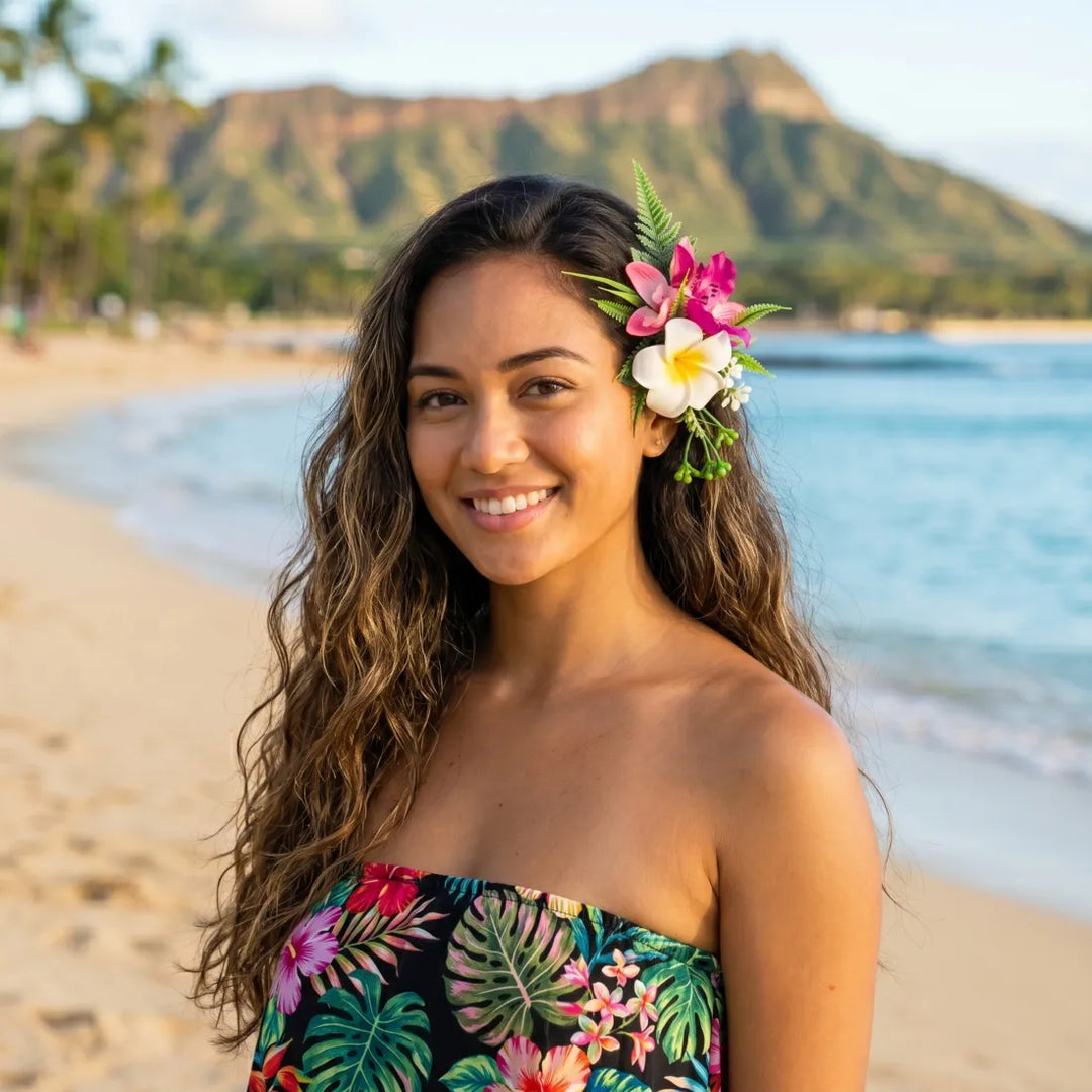 Kaia Dark Pink Flower Hair Clip - Made in Hawaii