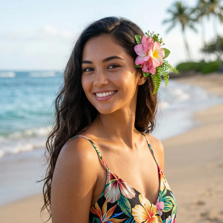 Kaia Light Pink Flower Hair Clip - Made in Hawaii