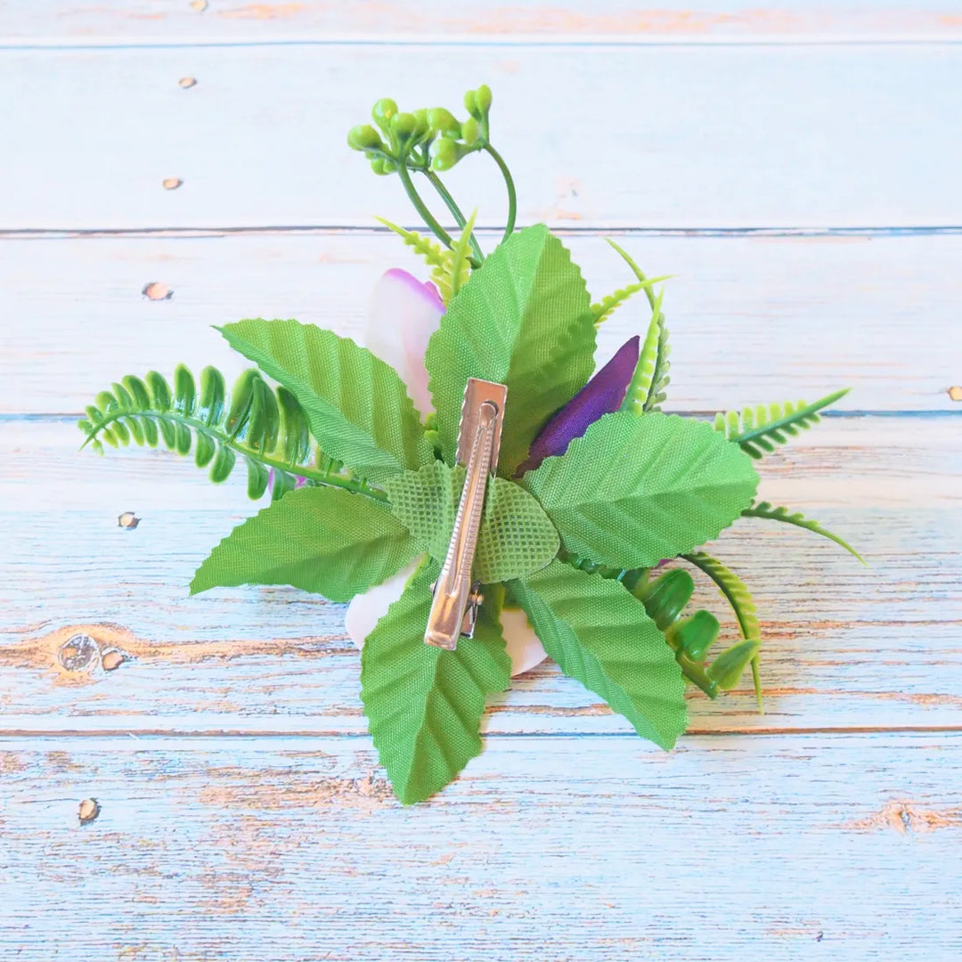 Kaia Purple Flower Hair Clip - Made in Hawaii