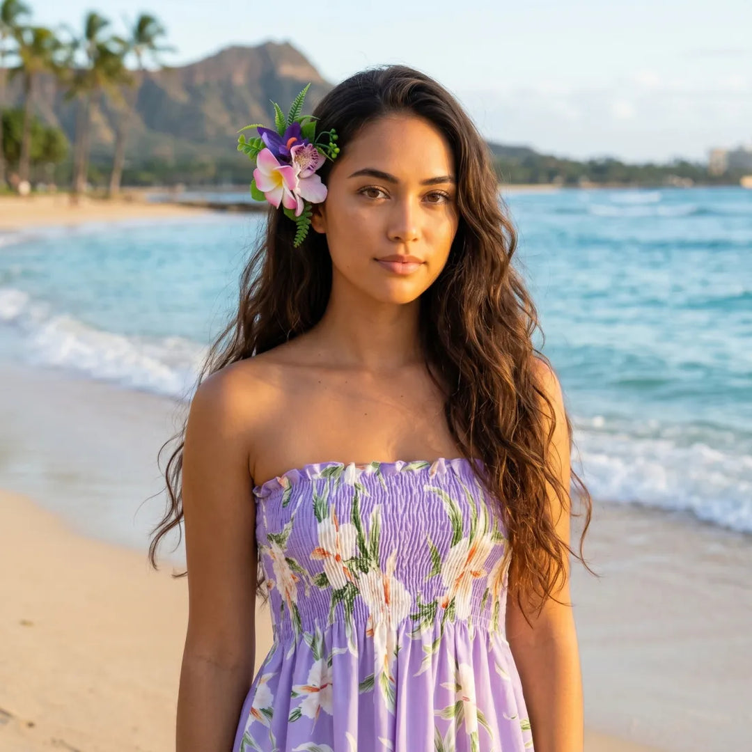 Kaia Purple Flower Hair Clip - Made in Hawaii