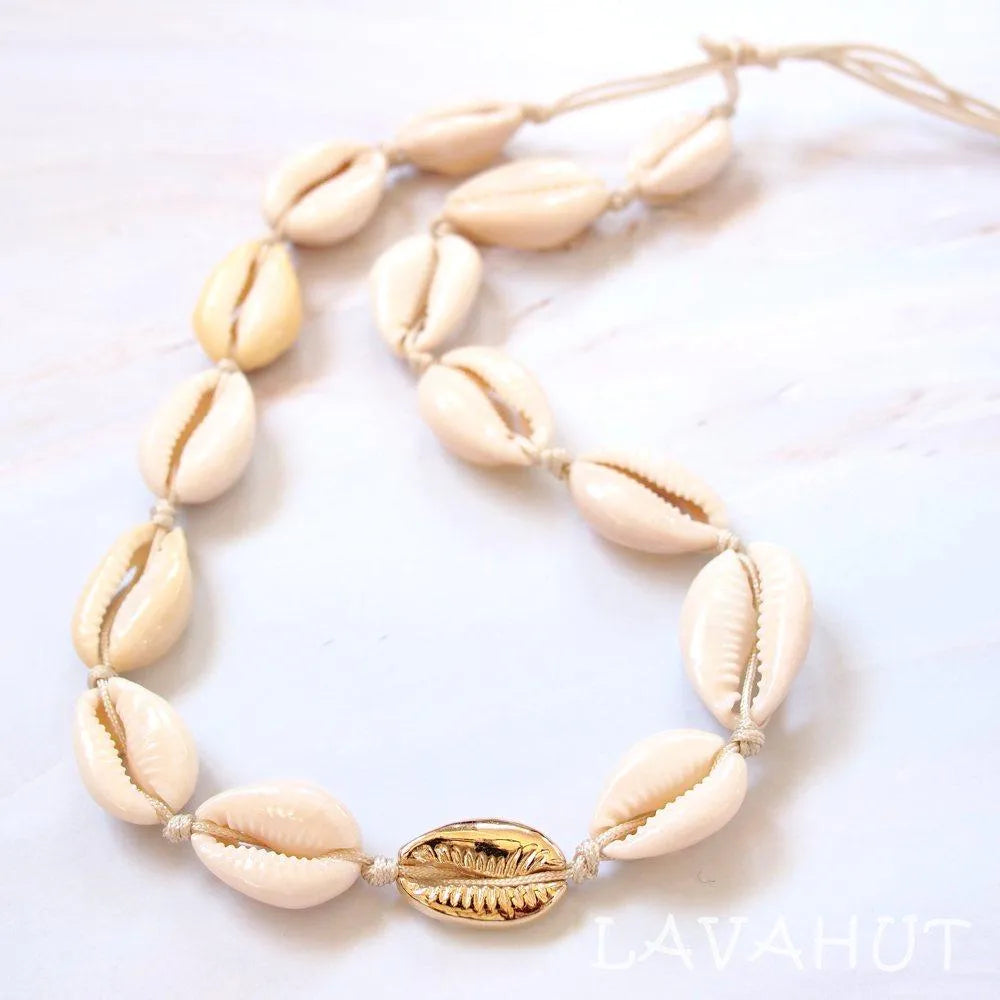 Kailua Cowry Gold Hawaiian Necklace - Made in Hawaii