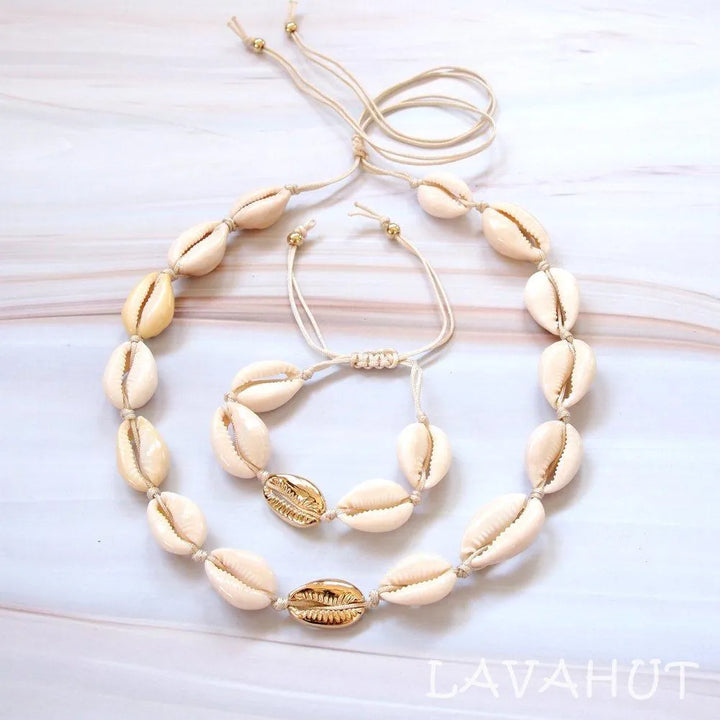 Kailua Cowry Gold Hawaiian Necklace - Made in Hawaii