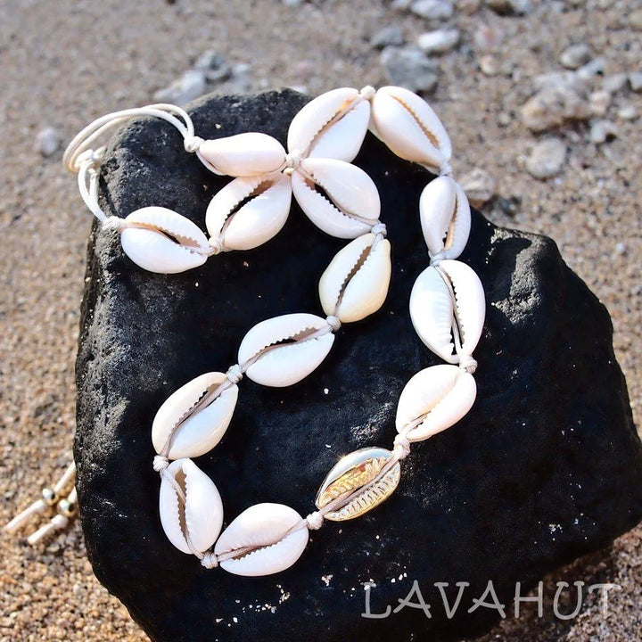 Kailua Cowry Gold Hawaiian Necklace - Made in Hawaii