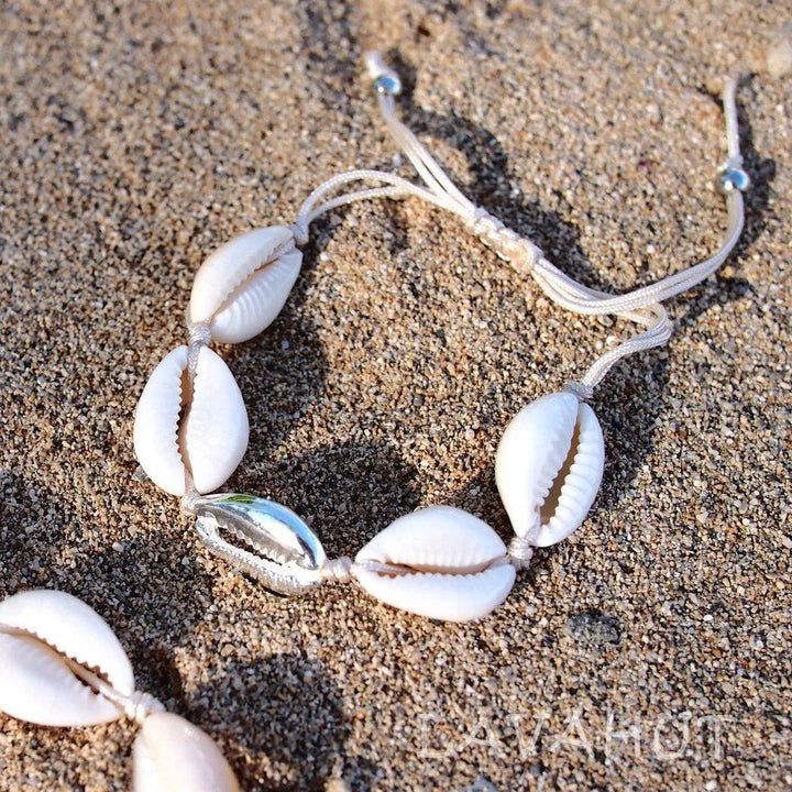 Kailua Cowry Silver Hawaiian Bracelet - Made in Hawaii