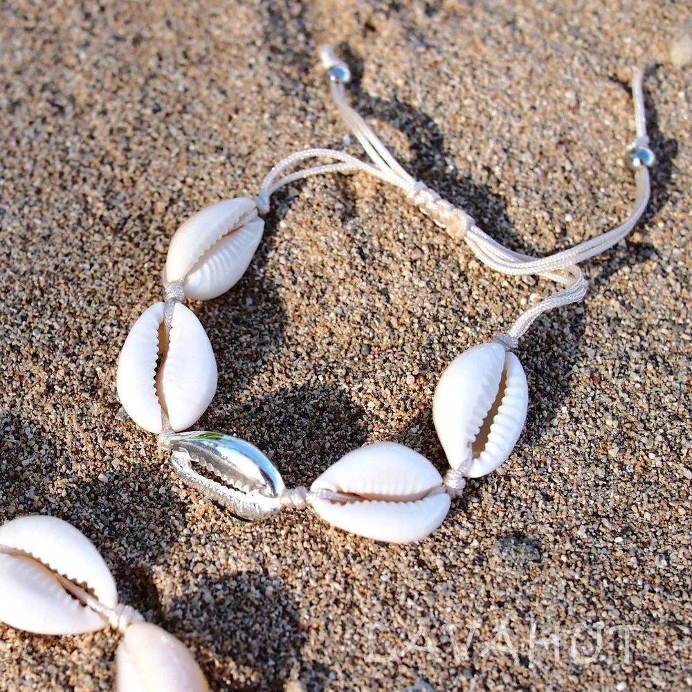 Kailua Cowry Silver Hawaiian Bracelet - Made In Hawaii
