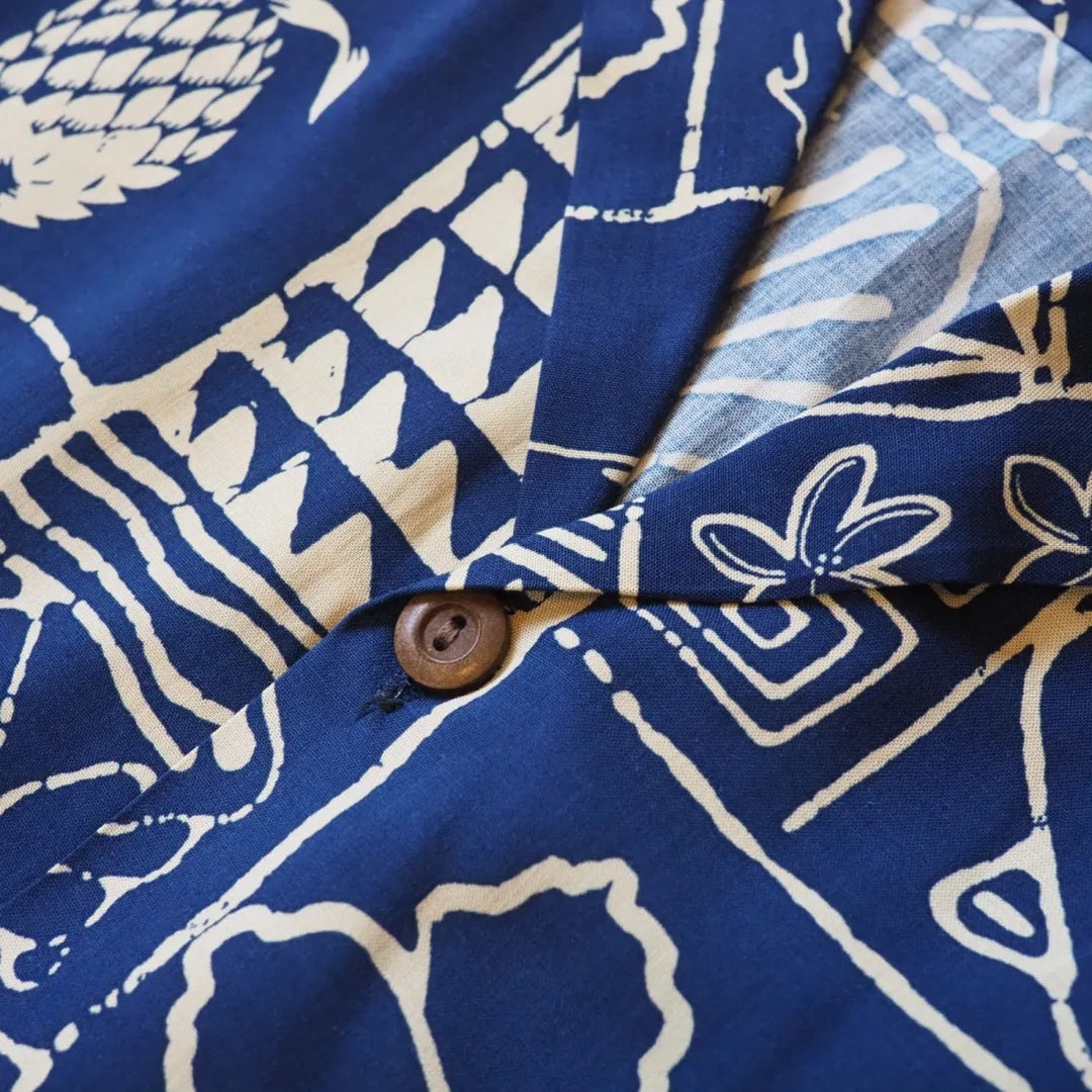 Kaka’ako Navy Hawaiian Rayon Shirt - Made in Hawaii