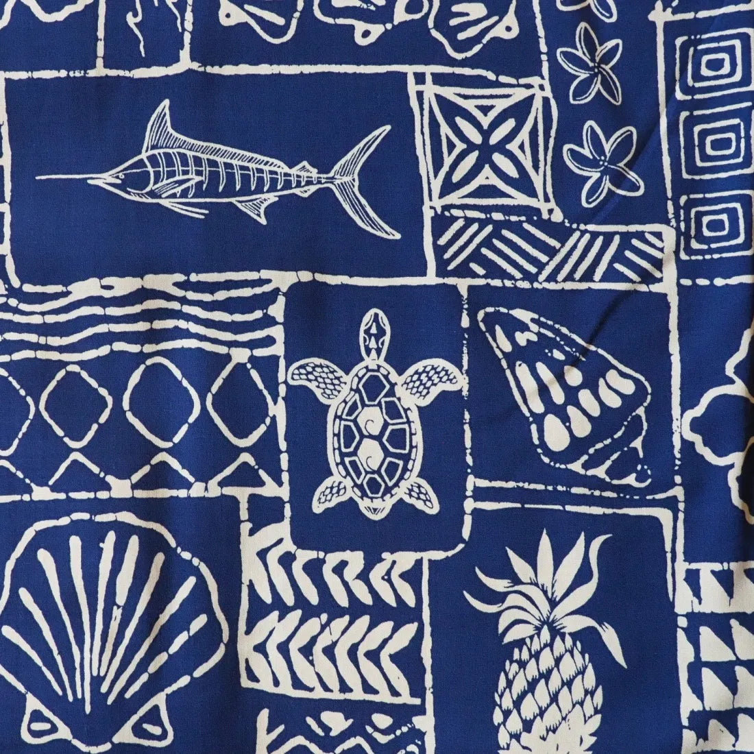 Kaka’ako Navy Hawaiian Rayon Shirt - Made In Hawaii