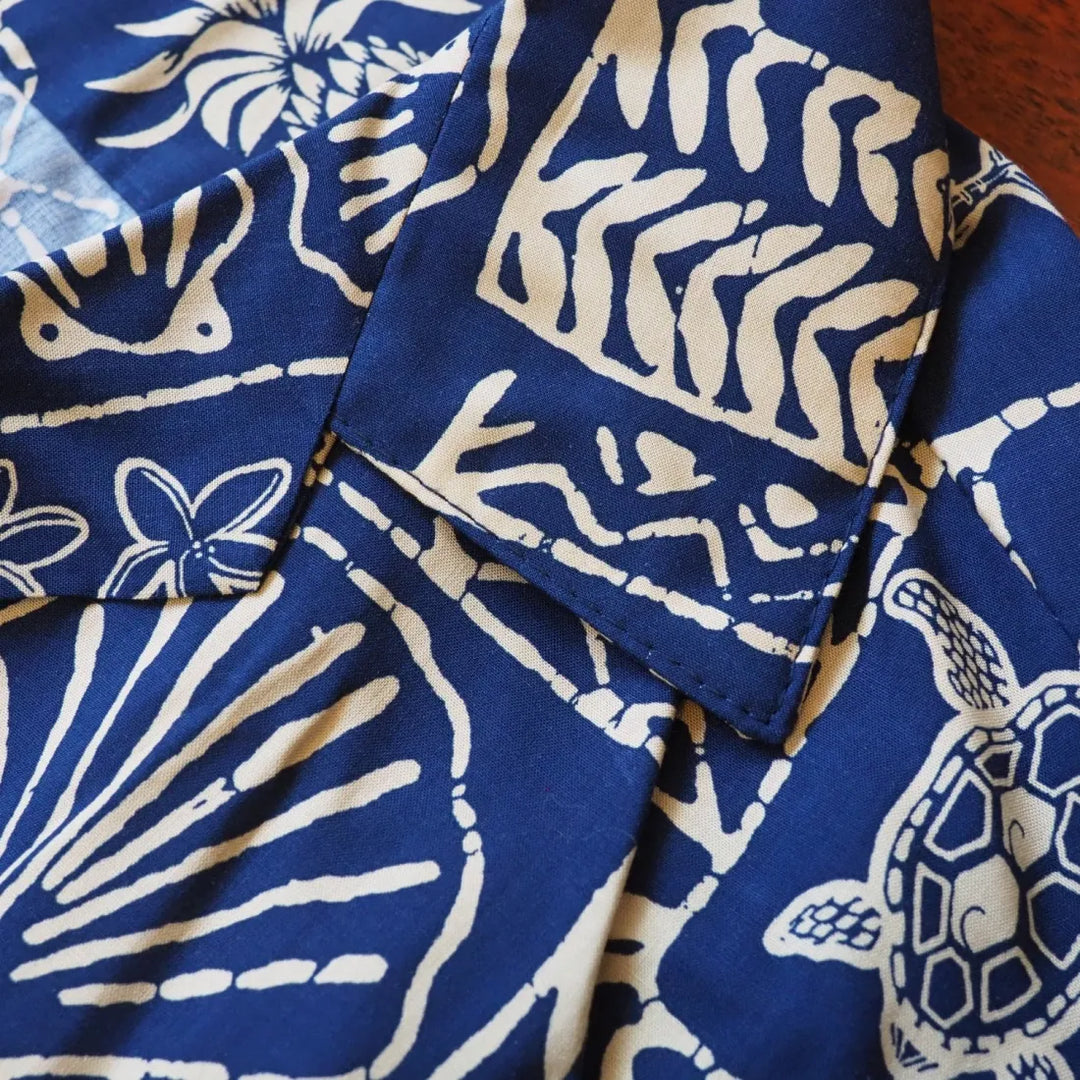 Kaka’ako Navy Hawaiian Rayon Shirt - Made in Hawaii