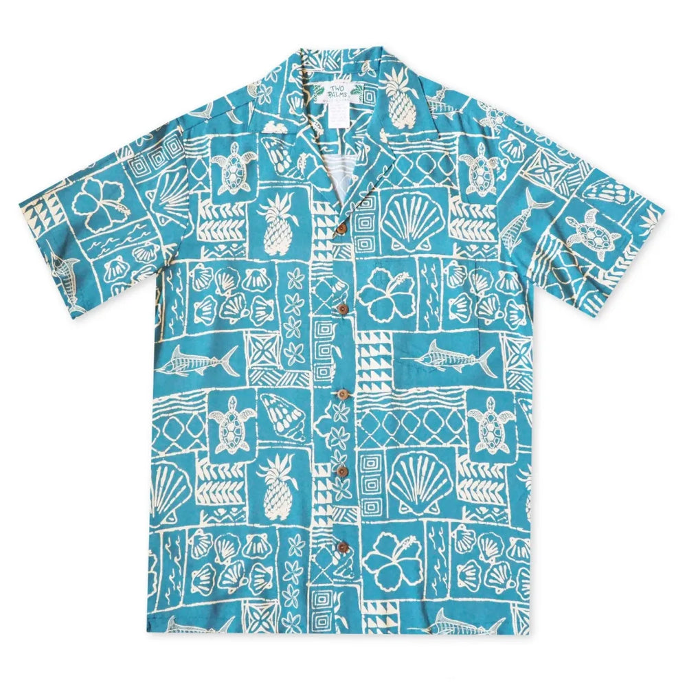 Kaka’ako Teal Hawaiian Rayon Shirt - Made in Hawaii