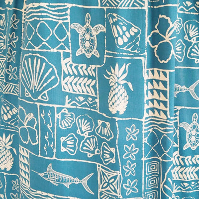 Kaka’ako Teal Hawaiian Rayon Tea Muumuu Dress - Made In Hawaii