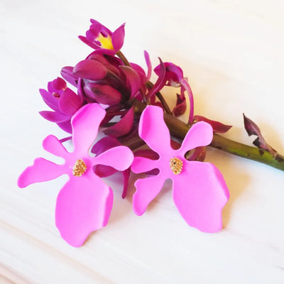 Kakaako Hot Pink Island Flower Earrings - Made In Hawaii