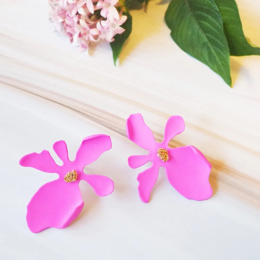 Kakaako Hot Pink Island Flower Earrings - Made in Hawaii