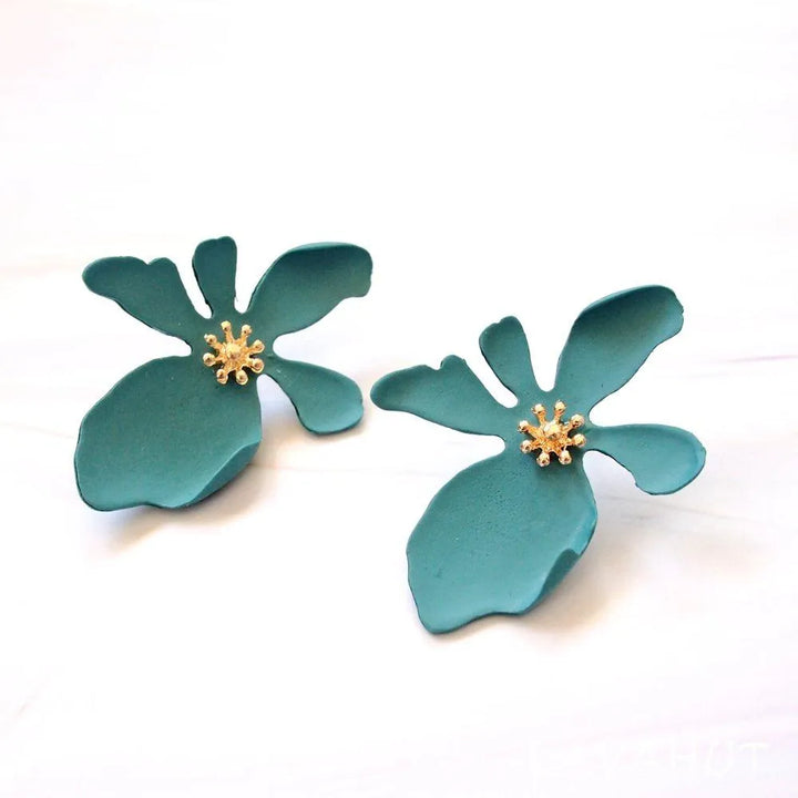 Kakaako Teal Island Flower Earrings - Made in Hawaii