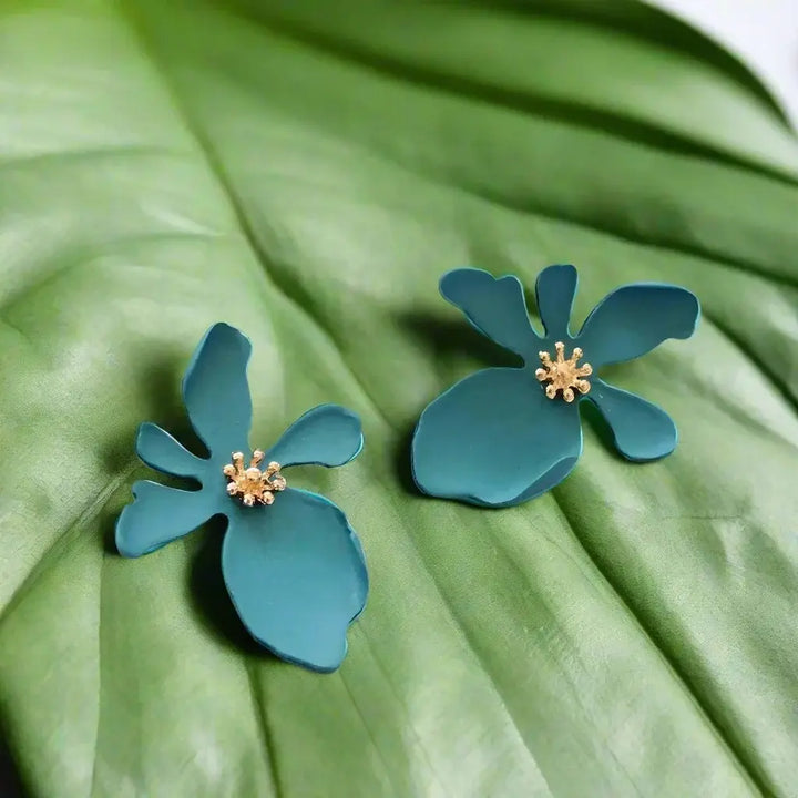 Kakaako Teal Island Flower Earrings - Made in Hawaii