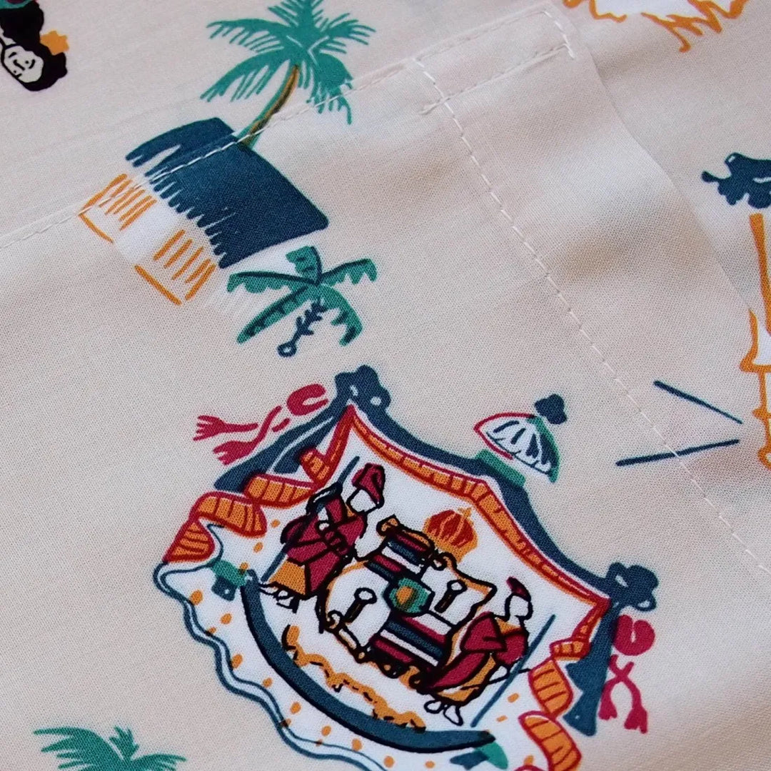 Kalakaua Cream Hawaiian Rayon Shirt - Made in Hawaii