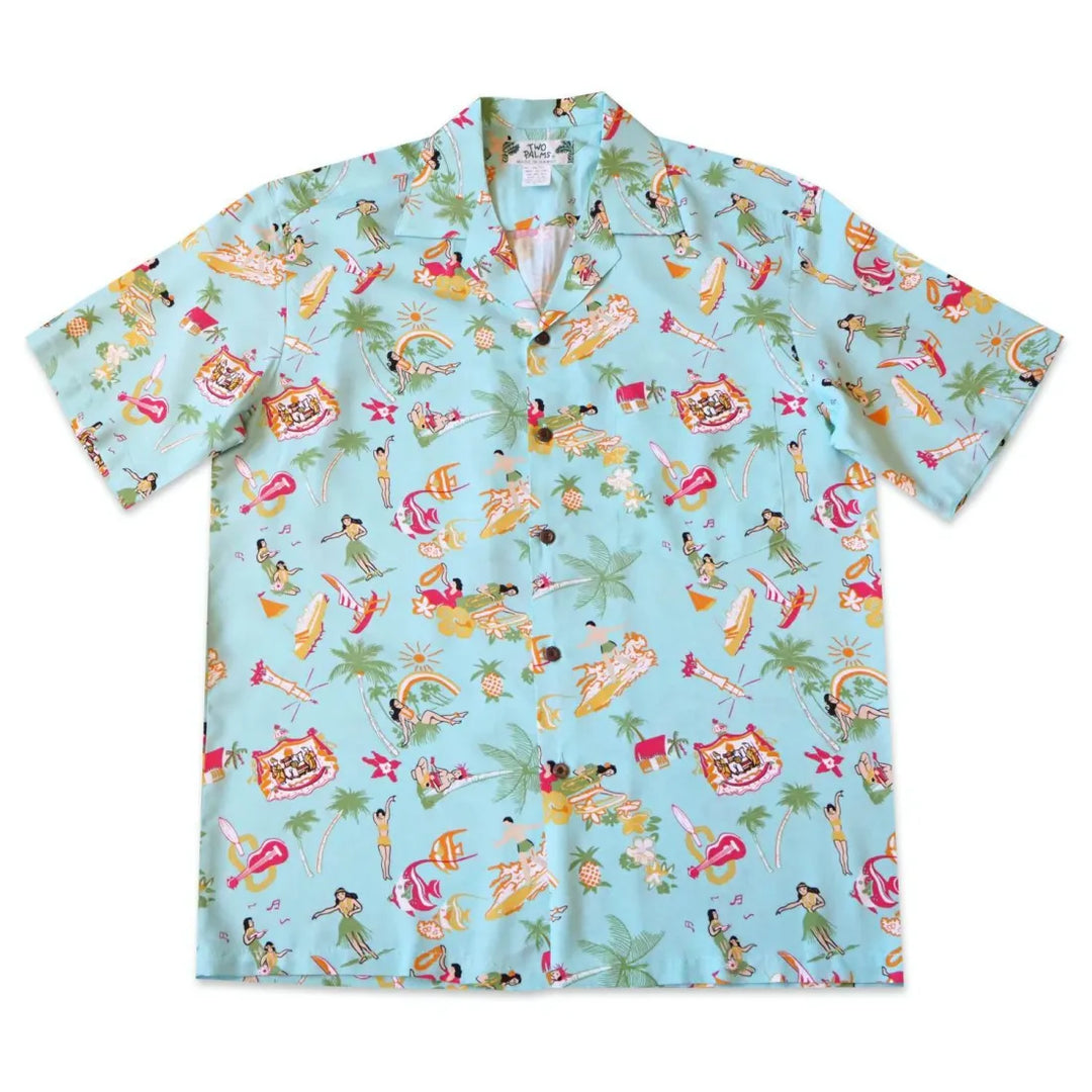 Kalakaua Green Hawaiian Rayon Shirt - Made in Hawaii