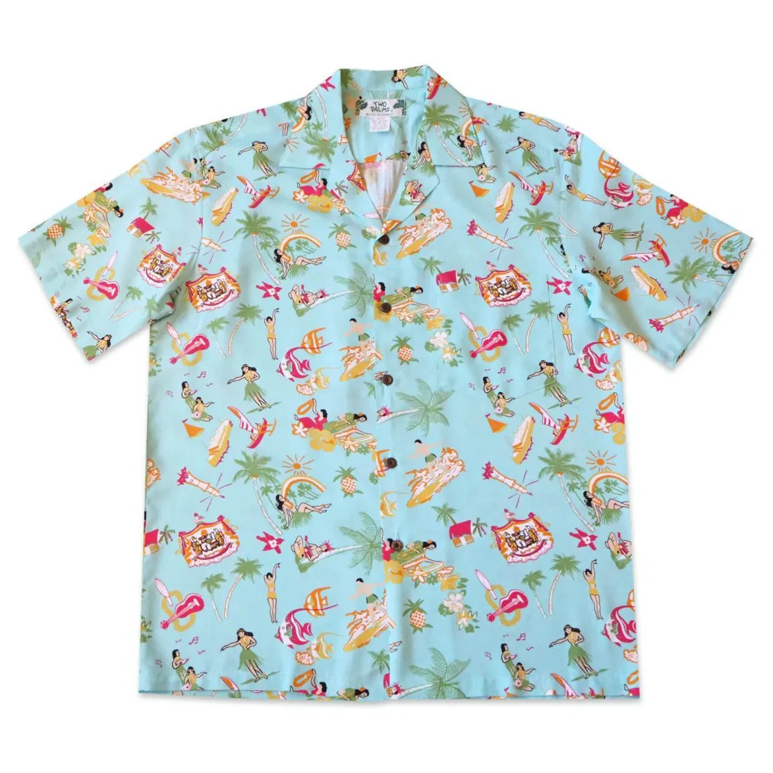Kalakaua Green Hawaiian Rayon Shirt - Made In Hawaii