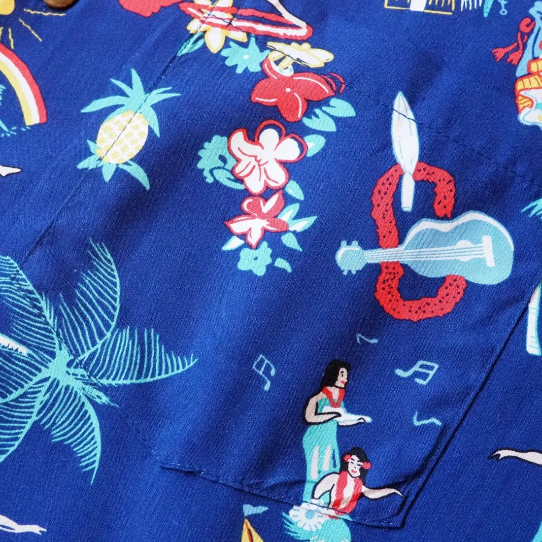 Kalakaua Navy Hawaiian Rayon Shirt - Made In Hawaii