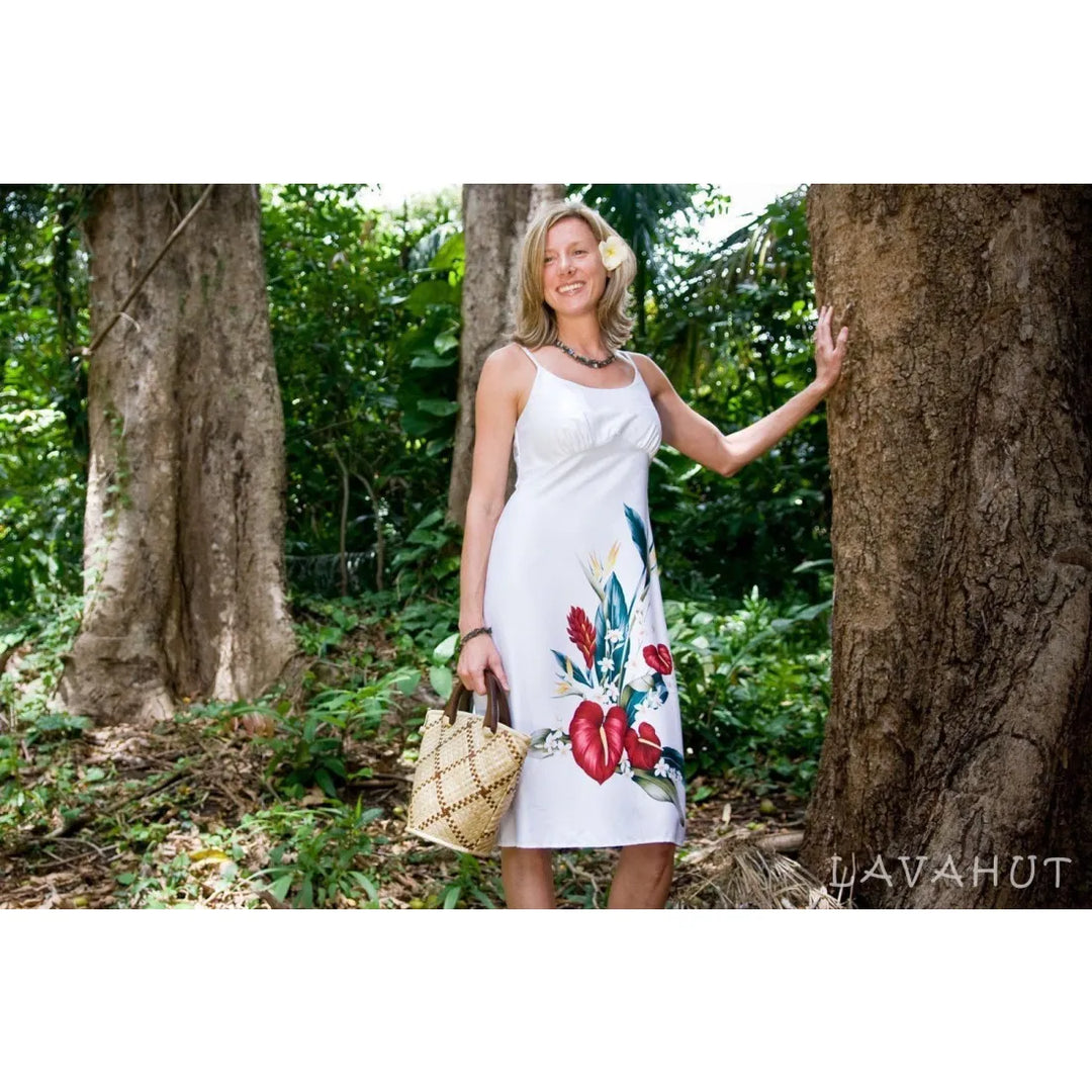 Kamehameha White Kamalii Hawaiian Dress - Made in Hawaii