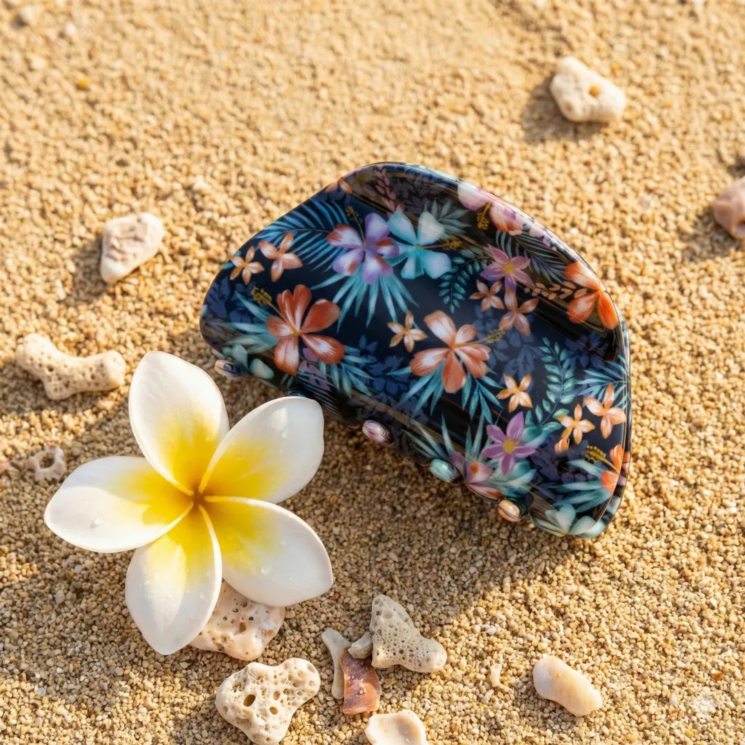 Kaneohe Navy Flower Hair Claw - Made in Hawaii