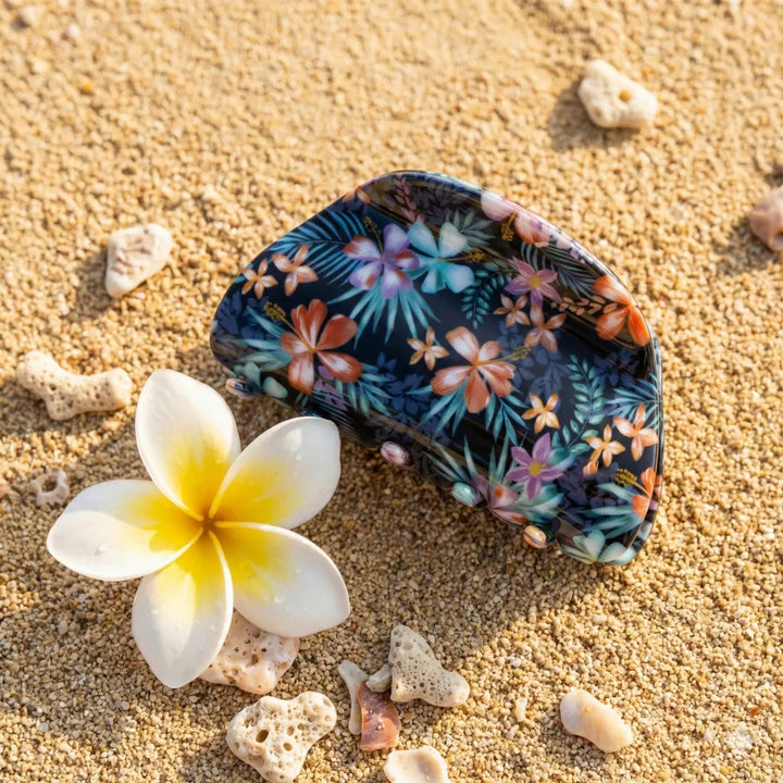 Kaneohe Navy Flower Hair Claw - Made in Hawaii